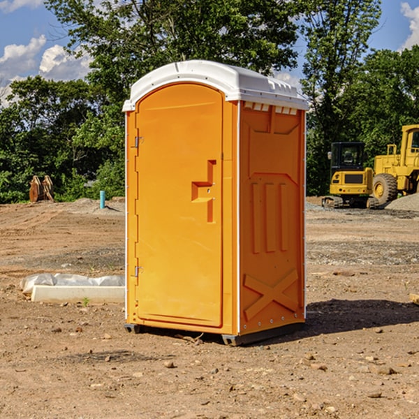 how often are the portable restrooms cleaned and serviced during a rental period in Lyons